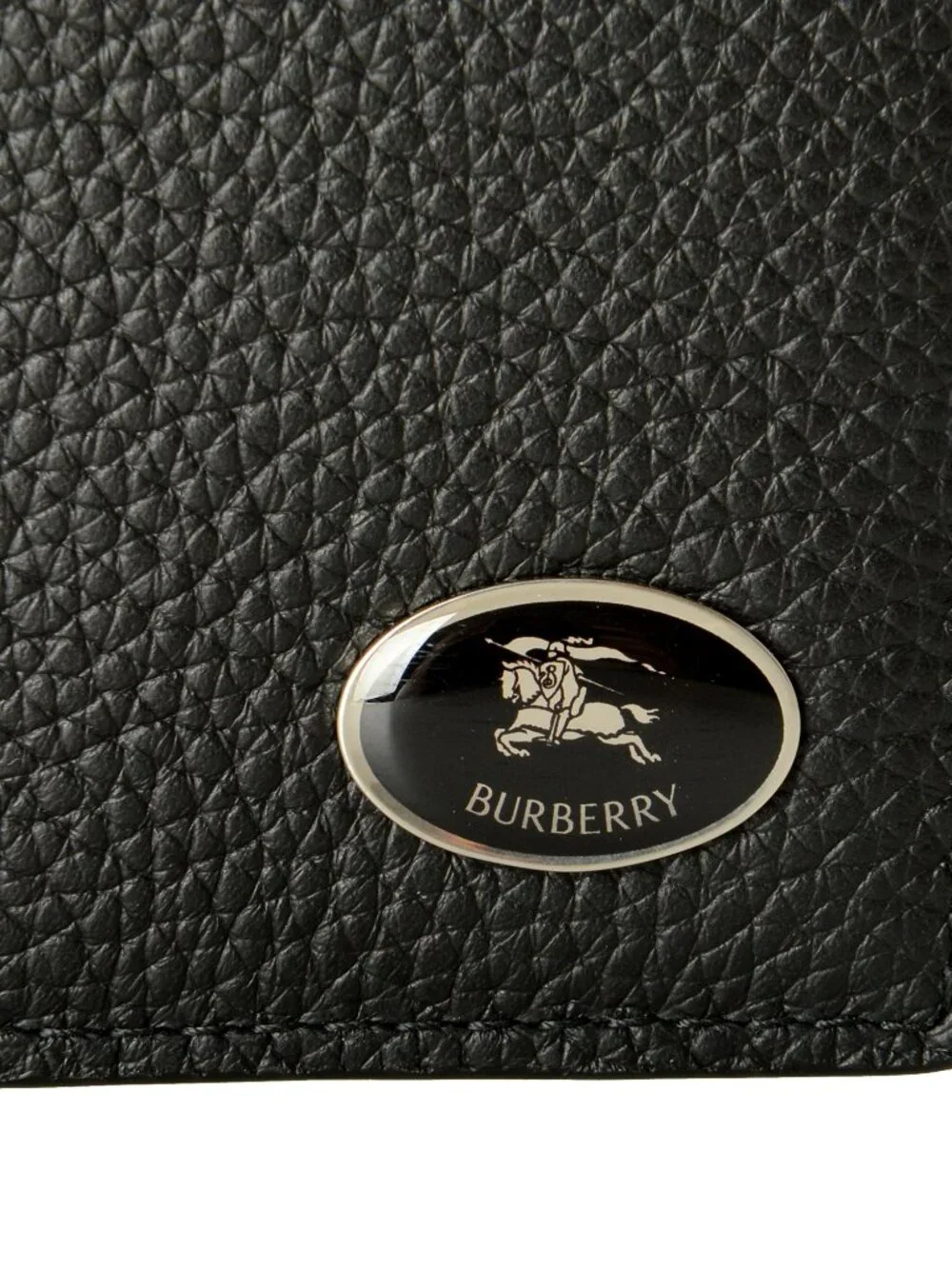 Burberry Unisex Black 100% Pebbled Leather Small Wallet Card Case
